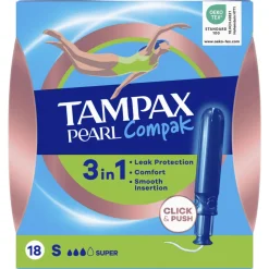 Outlet 8x Pearl Compak Super Tampons met Inbrenghuls 18 stuks Intiemhygiëne