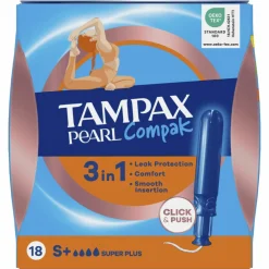 Clearance 8x Pearl Compak Super Plus Tampons met Inbrenghuls 18 stuks Intiemhygiëne