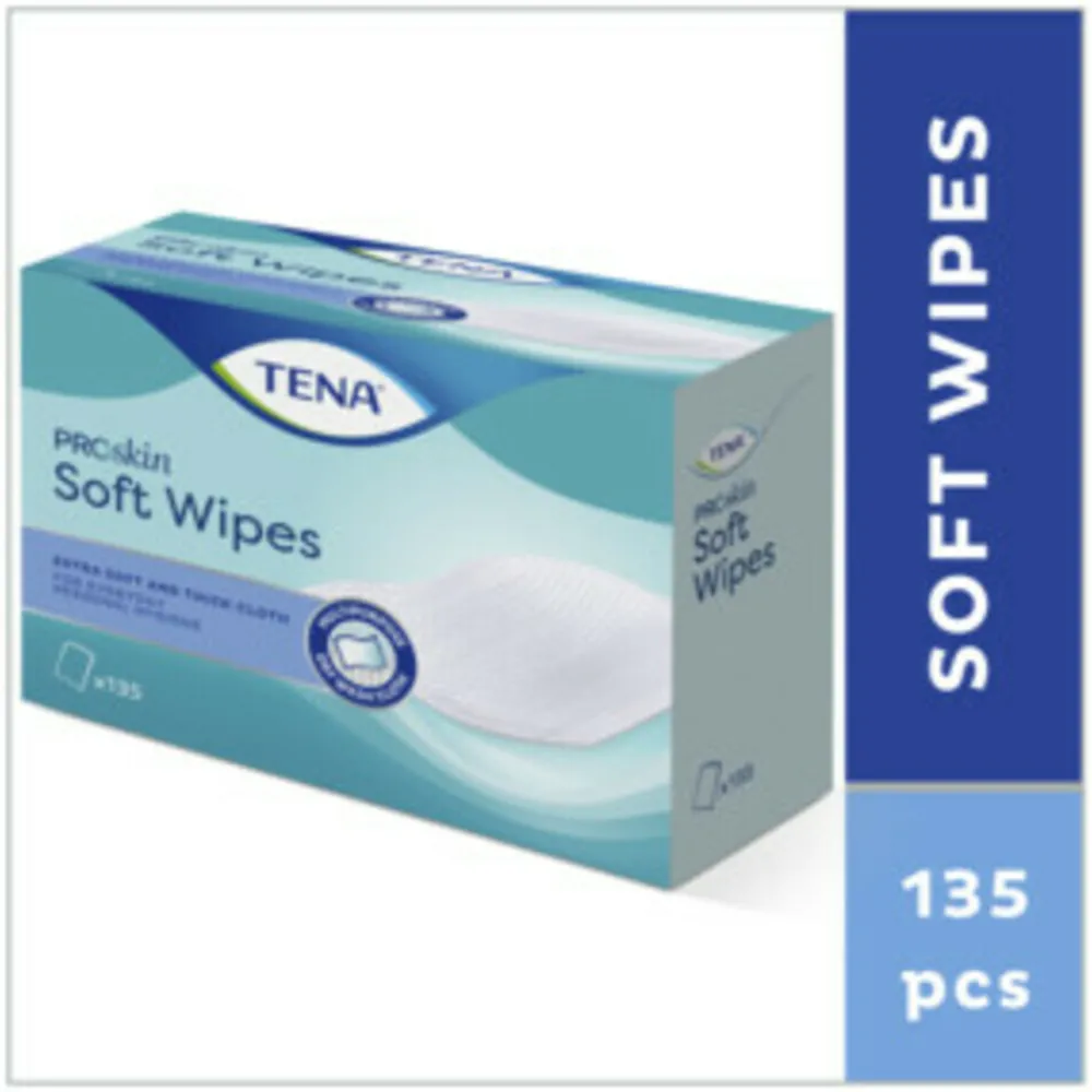 Verbandmiddelen<TENA 4x Proskin Soft Wipes 30 x 32 cm 135 stuks