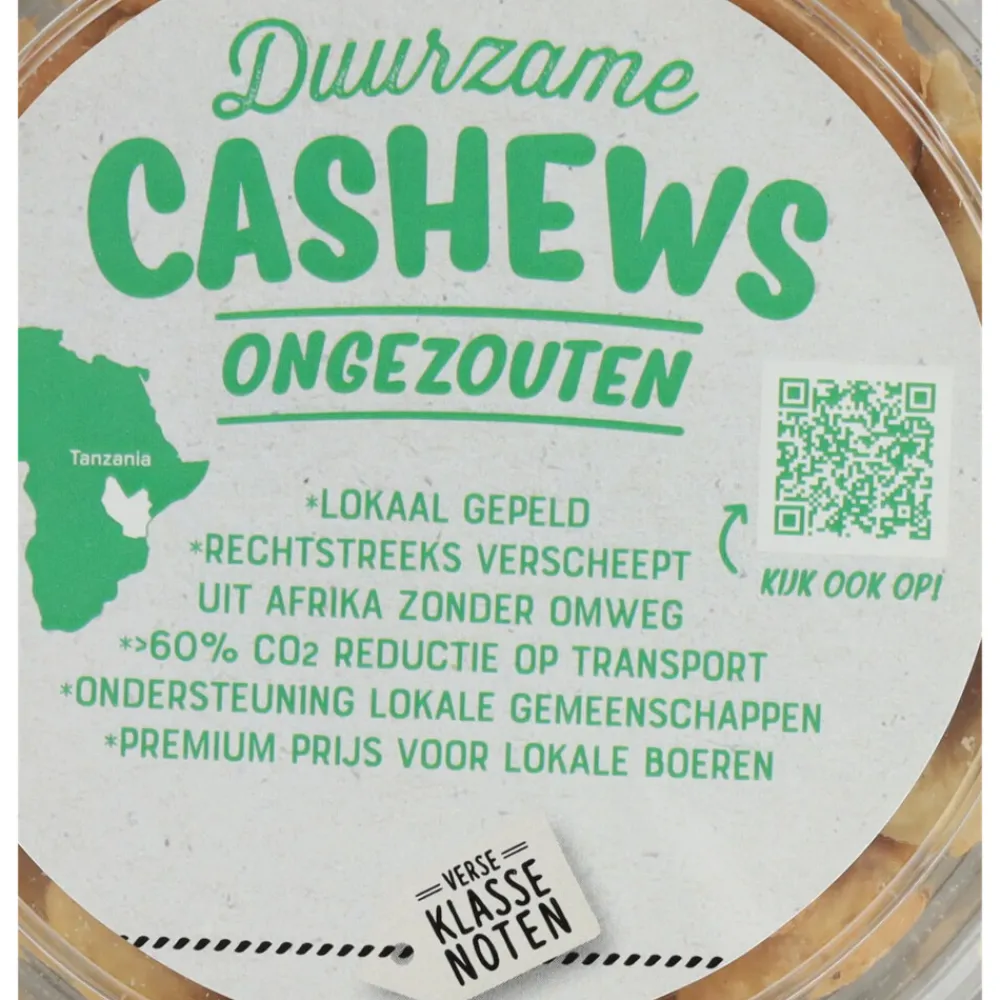 Noten<Verse Klassenoten 6x Duurzame Cashews XXL Ongezouten 150 gr