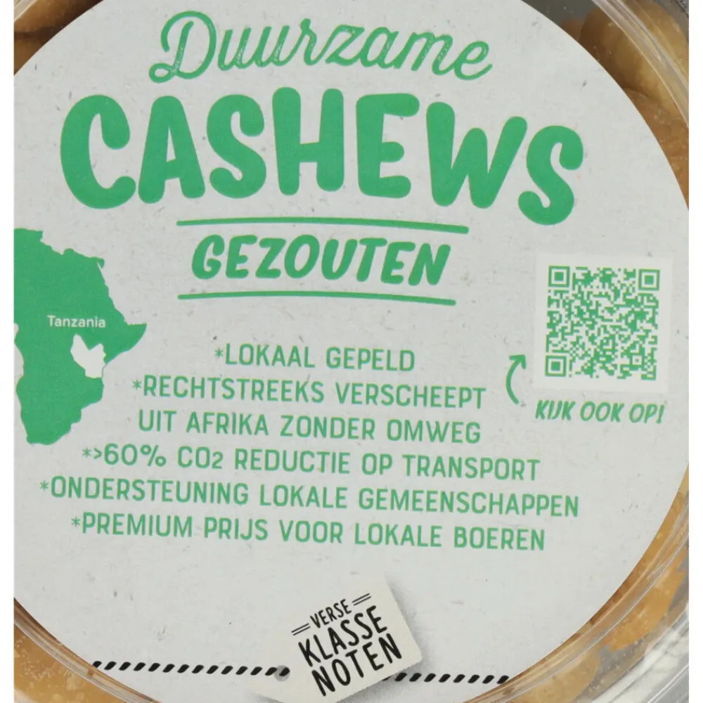 Noten<Verse Klassenoten 6x Duurzame Cashews XXL Gezouten 150 gr