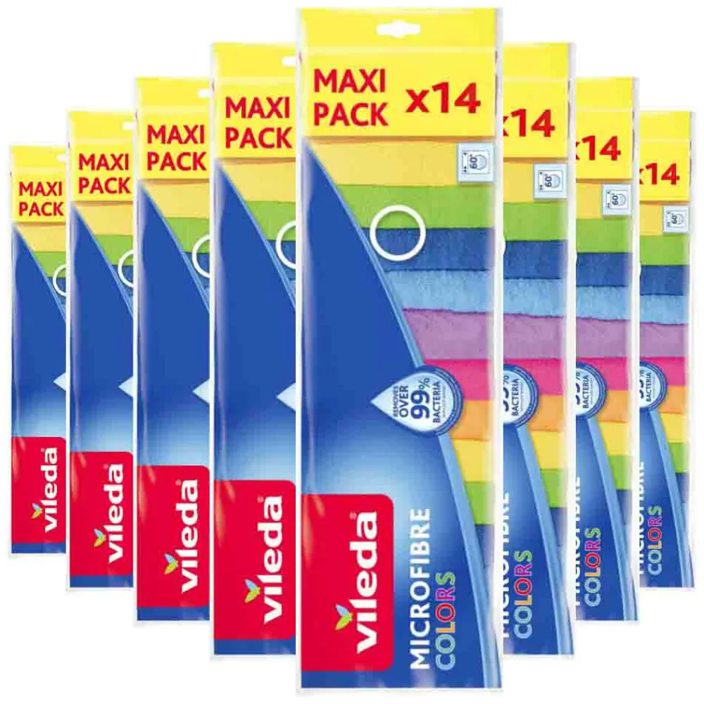 Online 8x Microvezeldoek Colors 14 stuks Schoonmaakdoekjes