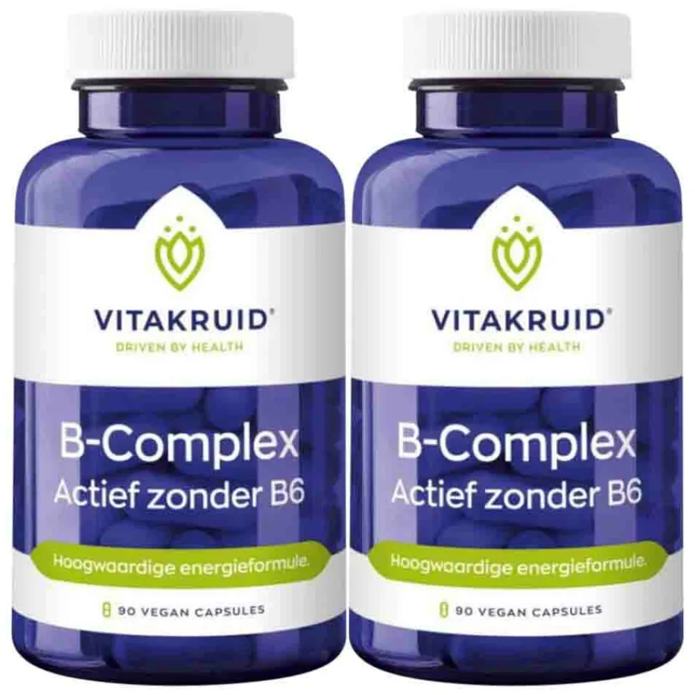 New 2x B-Complex Actief Zonder B6 90 vegacapsules Vitaminen