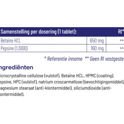Sale 2x Betaine Hcl 650 mg 120 tabletten Speciale Bestanddelen