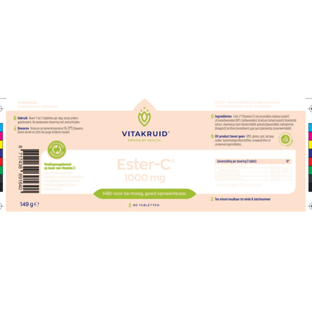 Vitaminen<Vitakruid 2x Ester C 1000 mg 90 tabletten