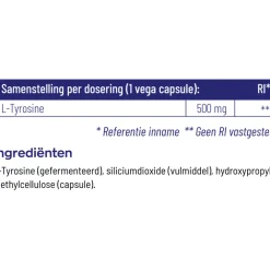 Outlet 2x L-Tyrosine 500 60 capsules Speciale Bestanddelen