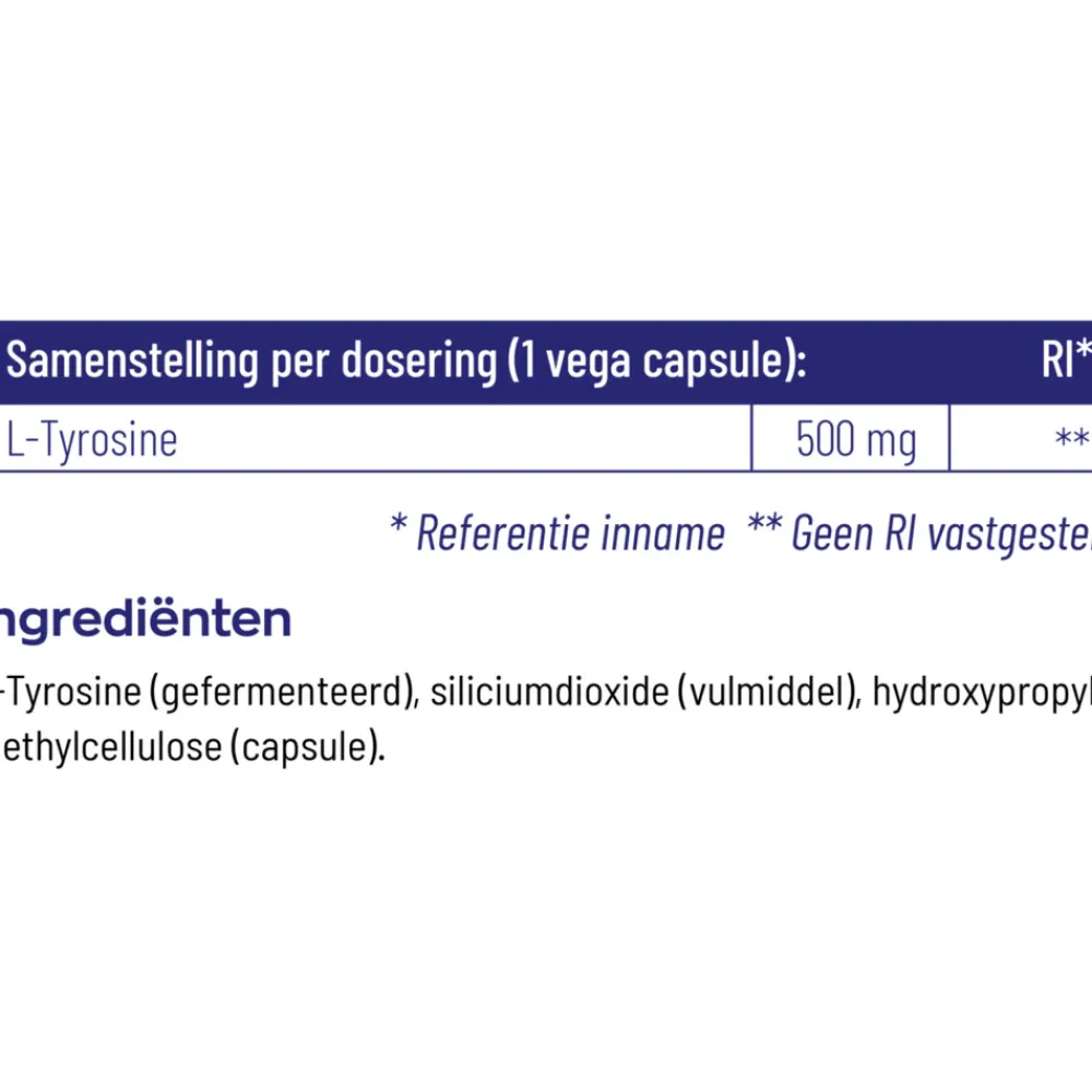 Outlet 2x L-Tyrosine 500 60 capsules Speciale Bestanddelen