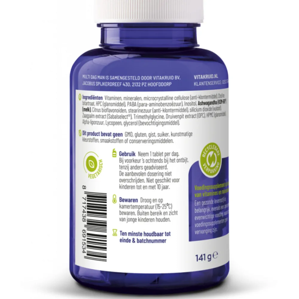 Vitaminen Man<Vitakruid 2x Multi Dag Man 90 tabletten