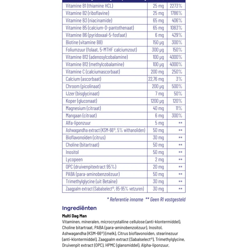 Vitaminen Man<Vitakruid 2x Multi Dag Nacht Man 180 tabletten