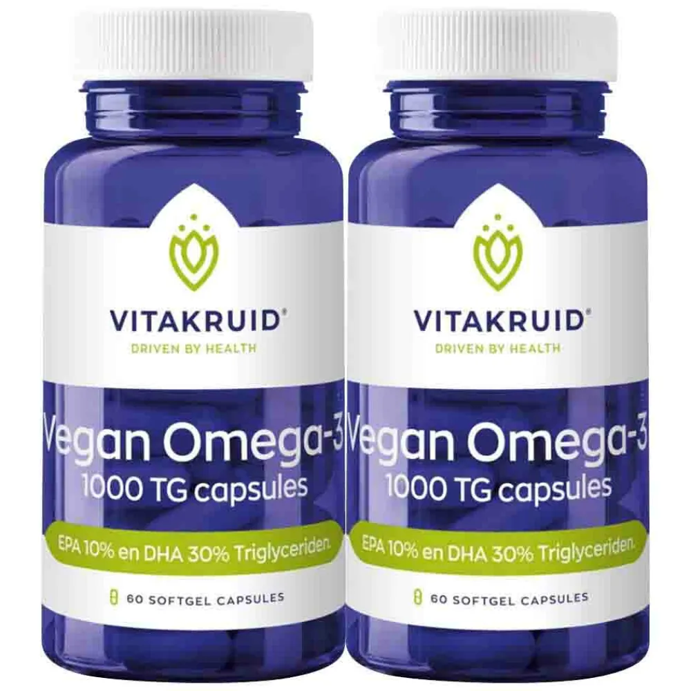Best 2x Omega 3 1000 TG Vegan 60 softgels Hart, Bloed & Cholesterol|Speciale Bestanddelen