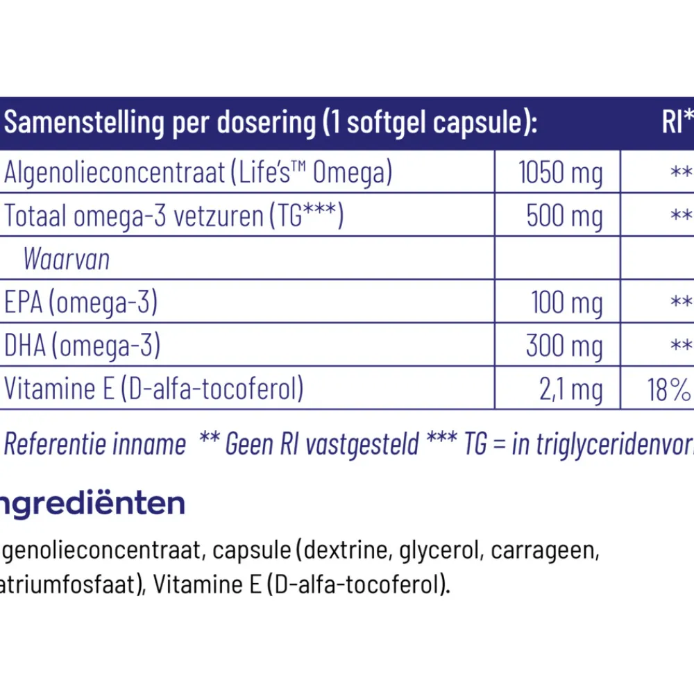 Best 2x Omega 3 1000 TG Vegan 60 softgels Hart, Bloed & Cholesterol|Speciale Bestanddelen