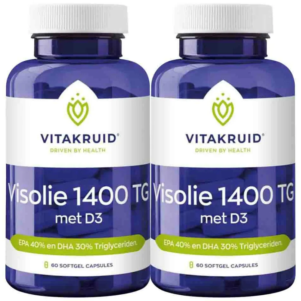 2x Visolie 1400 TG Met D3 60 capsules^Vitakruid Outlet