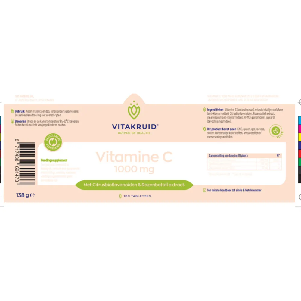 2x Vitamine C 1000 mg 100 tabletten^Vitakruid Best