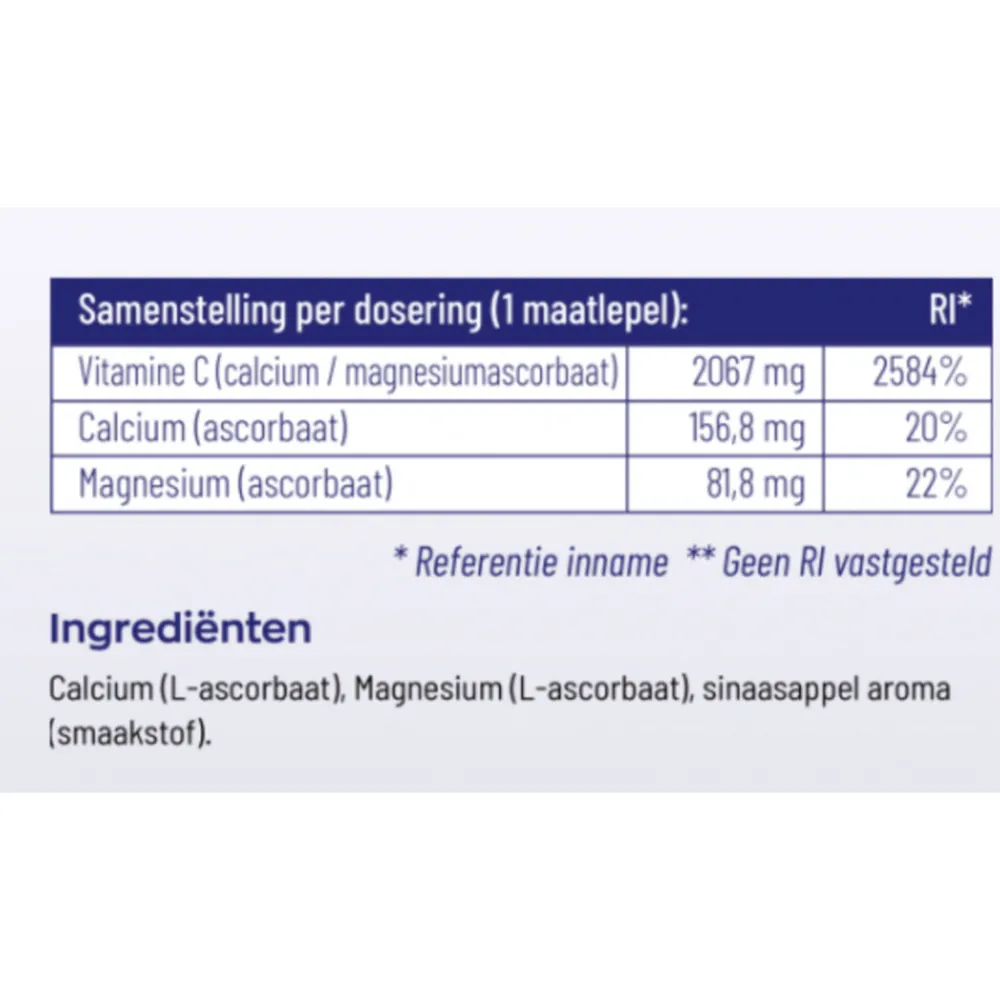 2x Vitamine C Poeder Calcium- & Magnesiumascorbaat 260 gr Mineralen