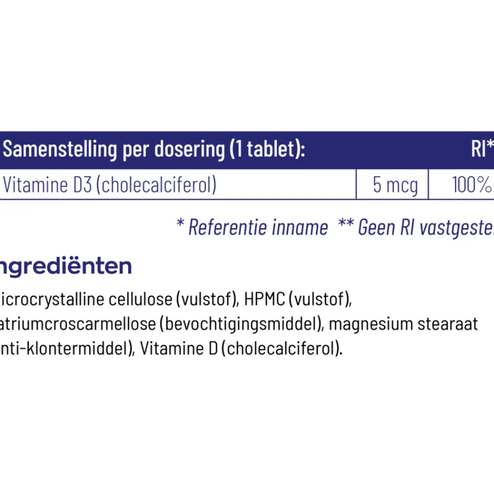 New 2x Vitamine D3 - 5 mcg 250 tabletten Vitaminen