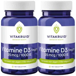 Outlet 2x Vitamine D3 25 mcg Vegan 120 tabletten Vitaminen