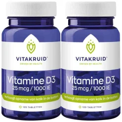 Outlet 2x Vitamine D3 25 mcg 120 tabletten Vitaminen