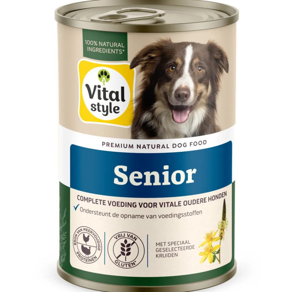 6x Hondenvoer Blik Senior 400 gr^Vitalstyle New