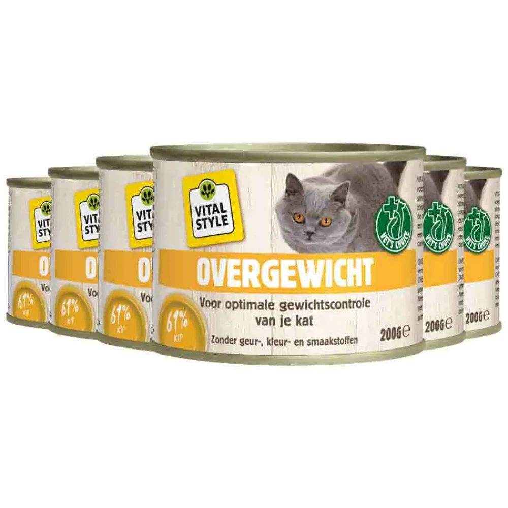 6x Kattenvoer Blik Overgewicht 200 gr^Vitalstyle Outlet