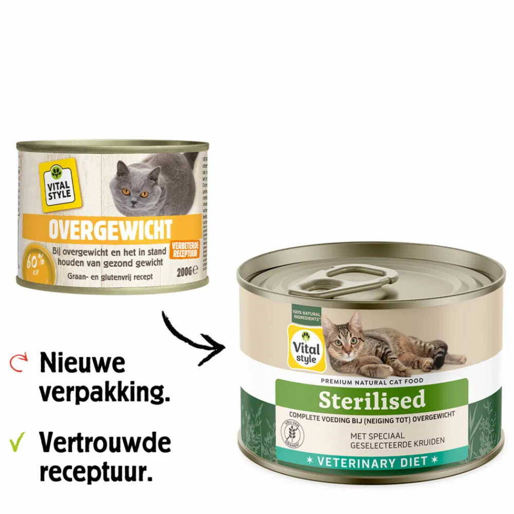 6x Kattenvoer Blik Overgewicht 200 gr^Vitalstyle Outlet