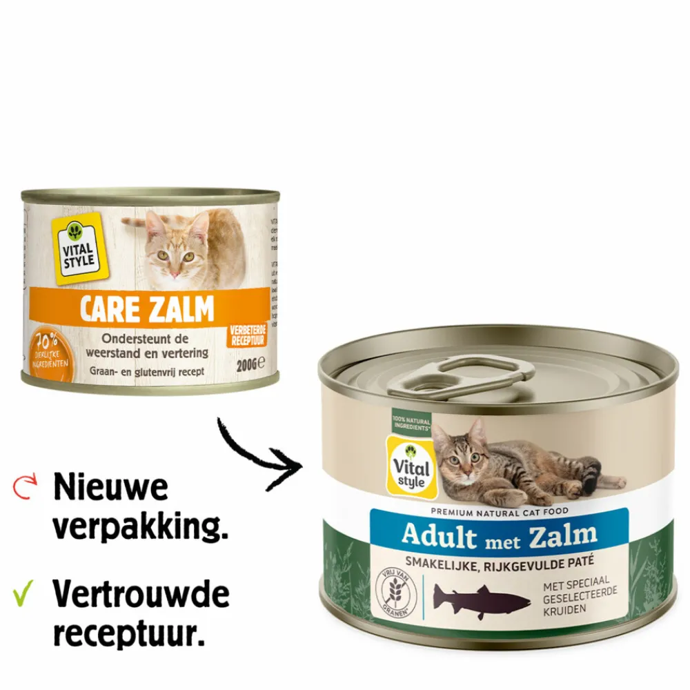 6x Kattenvoer Blik Care Zalm 200 gr^Vitalstyle Clearance