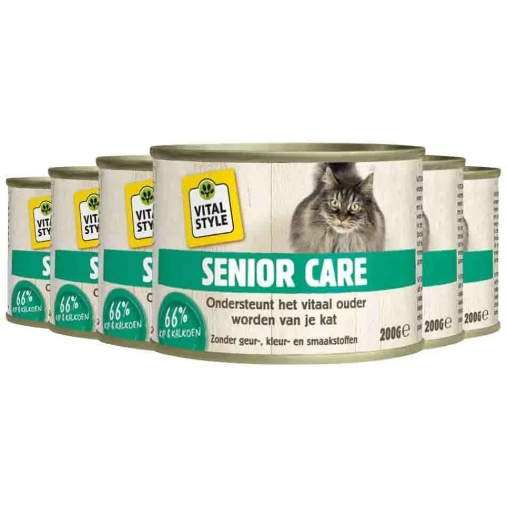 6x Kattenvoer Blik Senior 200 gr^Vitalstyle Outlet