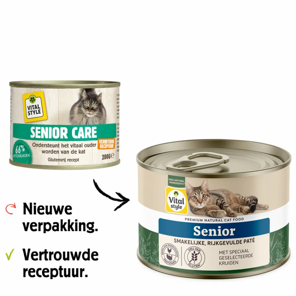 6x Kattenvoer Blik Senior 200 gr^Vitalstyle Outlet