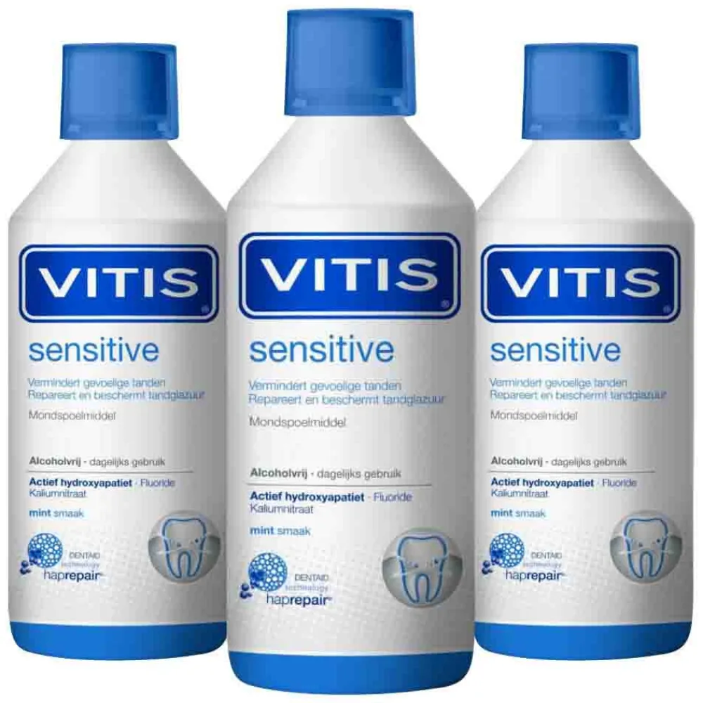 3x Mondwater Sensitive 500 ml^Vitis Hot