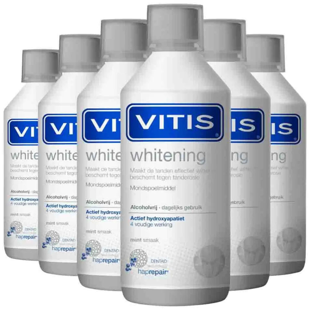 Specialistische Mondverzorging|Spoelen & Poetsen<Vitis 6x Mondwater Whitening 500 ml