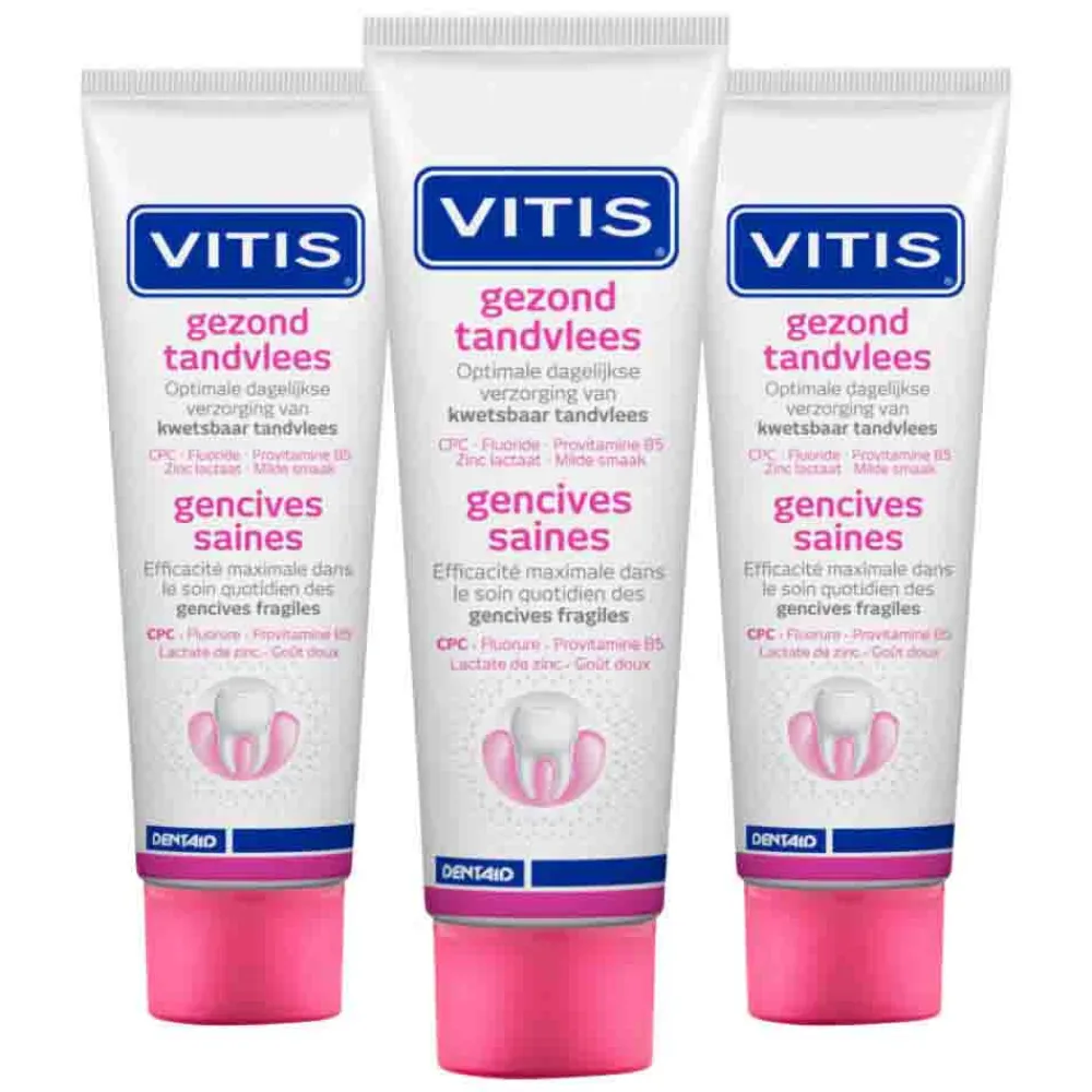 Specialistische Mondverzorging|Spoelen & Poetsen<Vitis 3x Tandpasta Gezond Tandvlees 75 ml