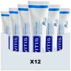 12x Tandpasta Sensitive 75 ml^Vitis Online
