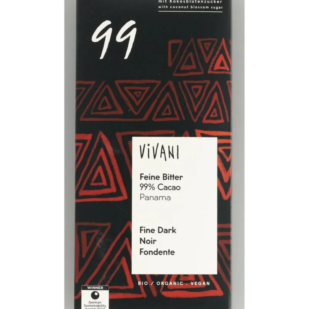Chocolade<Vivani 10x Chocolade Feine Bitter 99% Cacao 80 gr