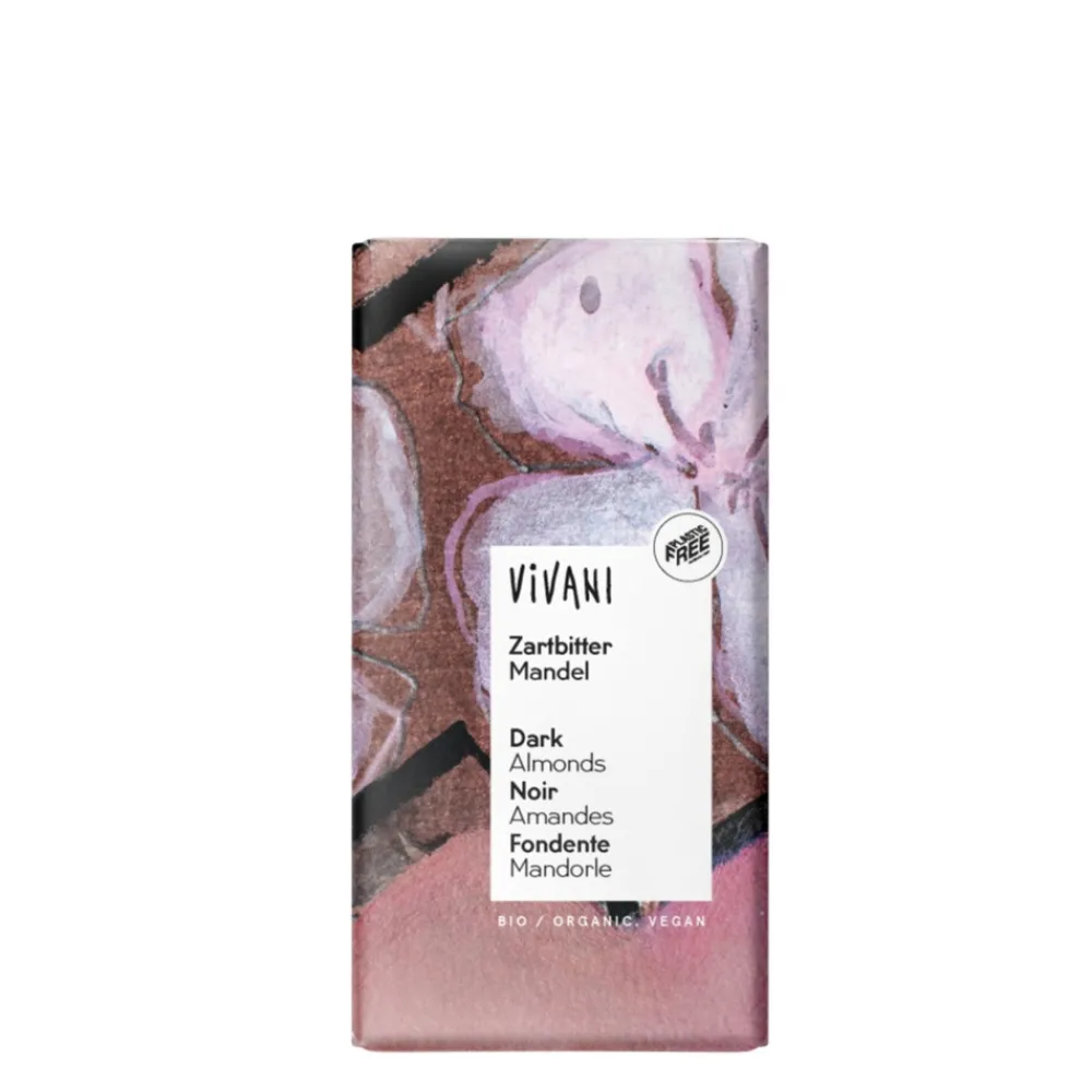 Chocolade<Vivani 10x Chocoladereep Puur Amandelen 100 gr