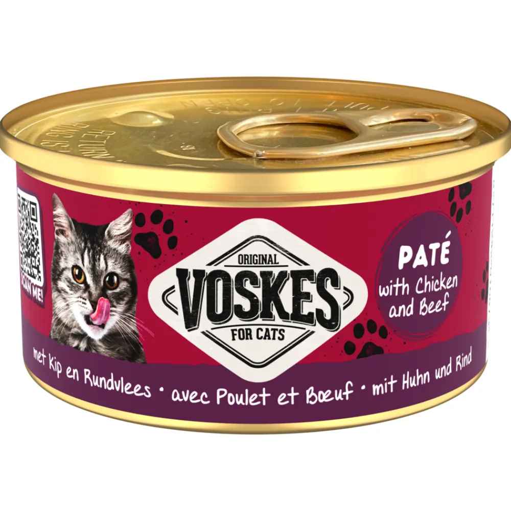 24x Kattenvoer Nat Paté Kip & Rundvlees 85 gr^Voskes
