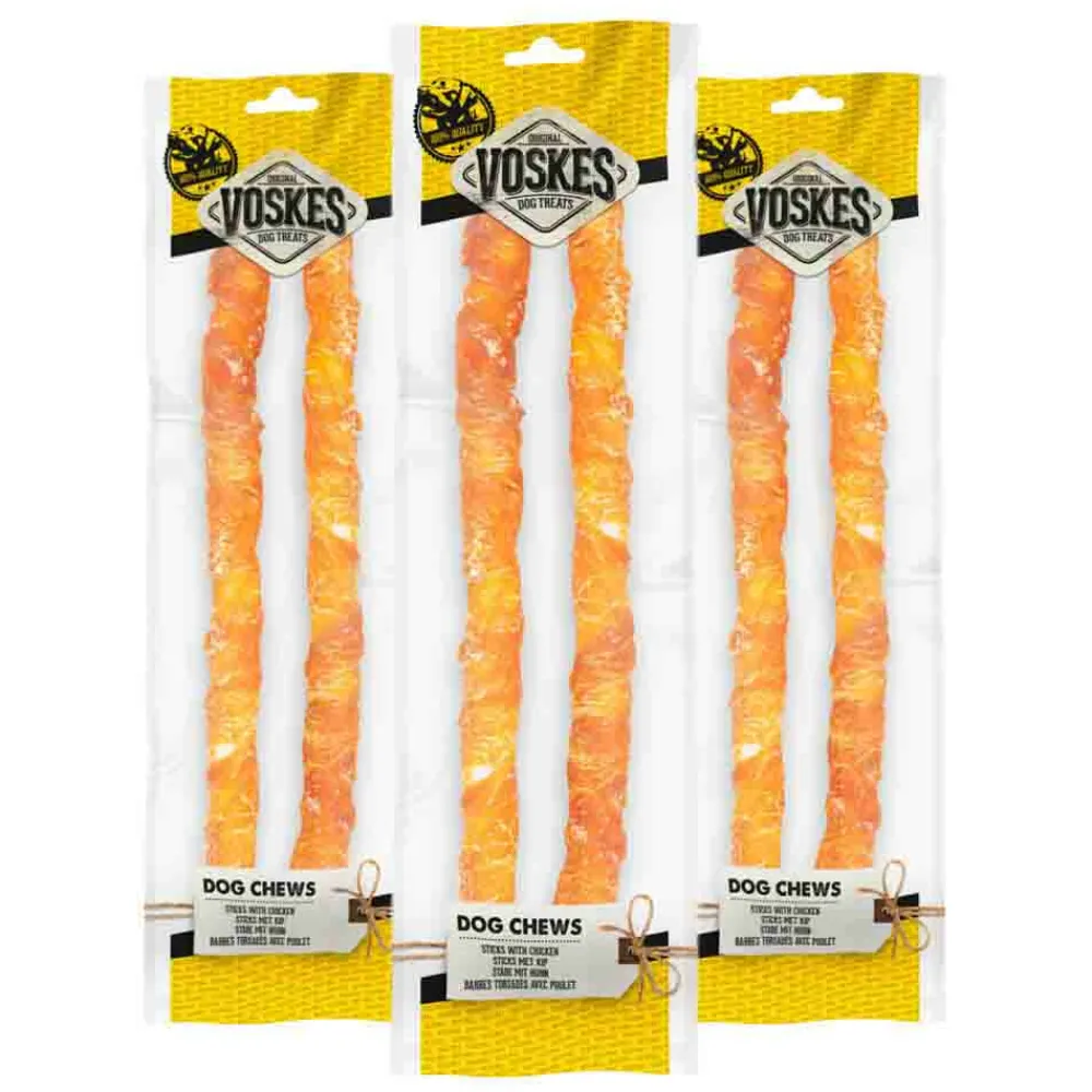 Snacks<Voskes 3x Stick Met Kip 40 cm 2 stuks