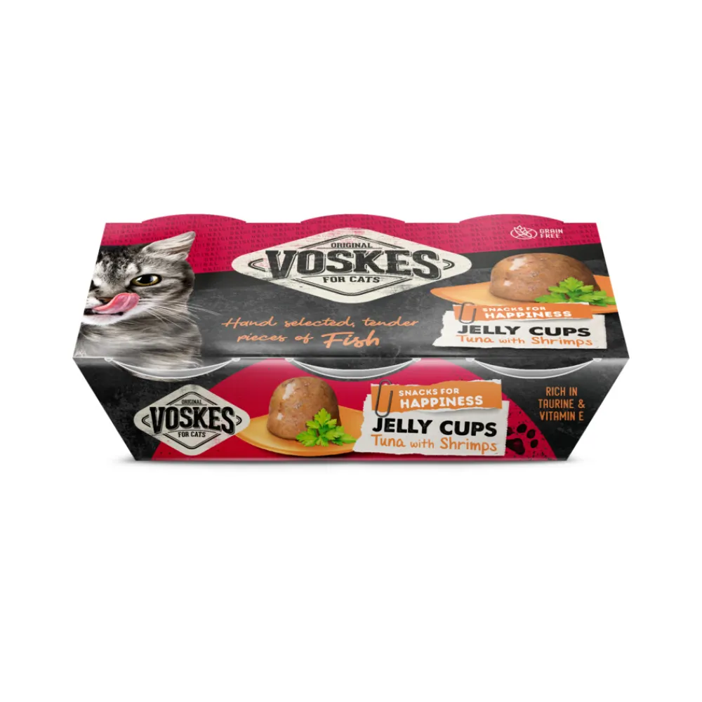 Kattenvoer<Voskes 12x Tender Pieces Tonijn - Garnalen 6 x 25 gr