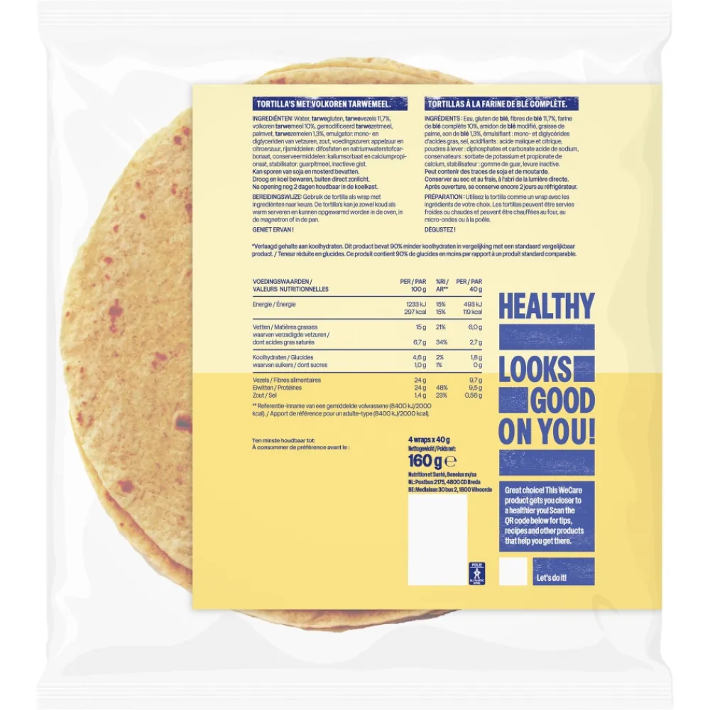 Pasta, Rijst & Wraps<WeCare 12x Lower Carb Tortillas Volkoren 160 gr