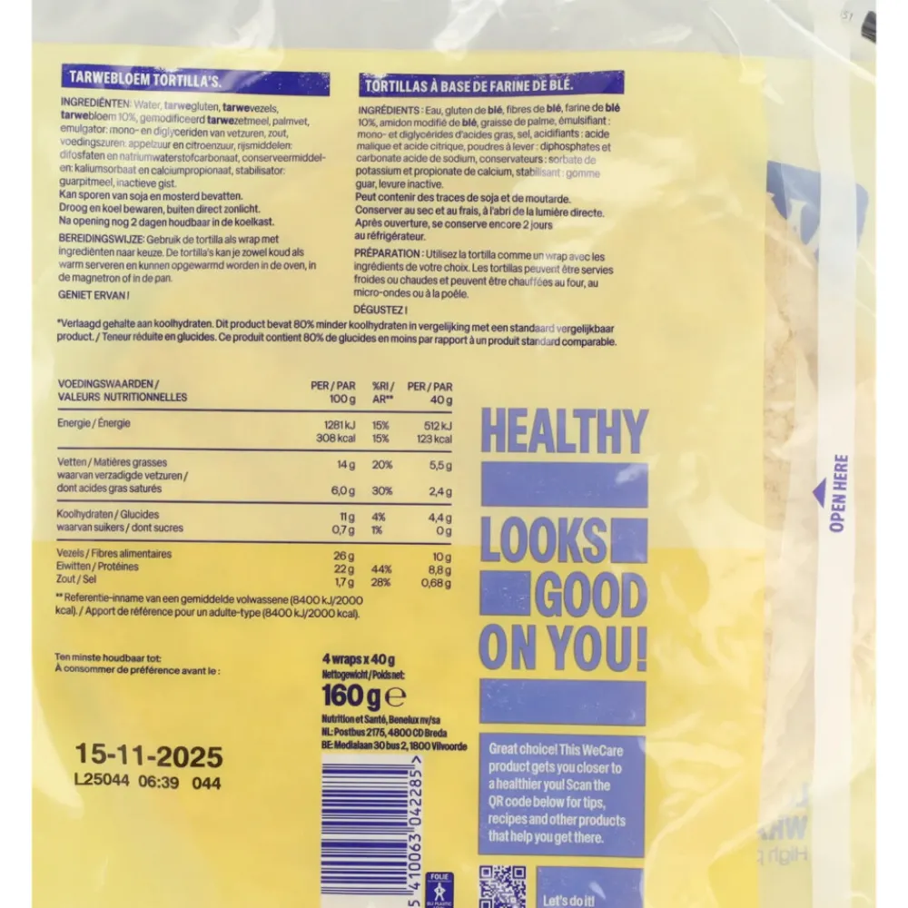 Pasta, Rijst & Wraps<WeCare 12x Lower Carb Tortillas Naturel 160 gr