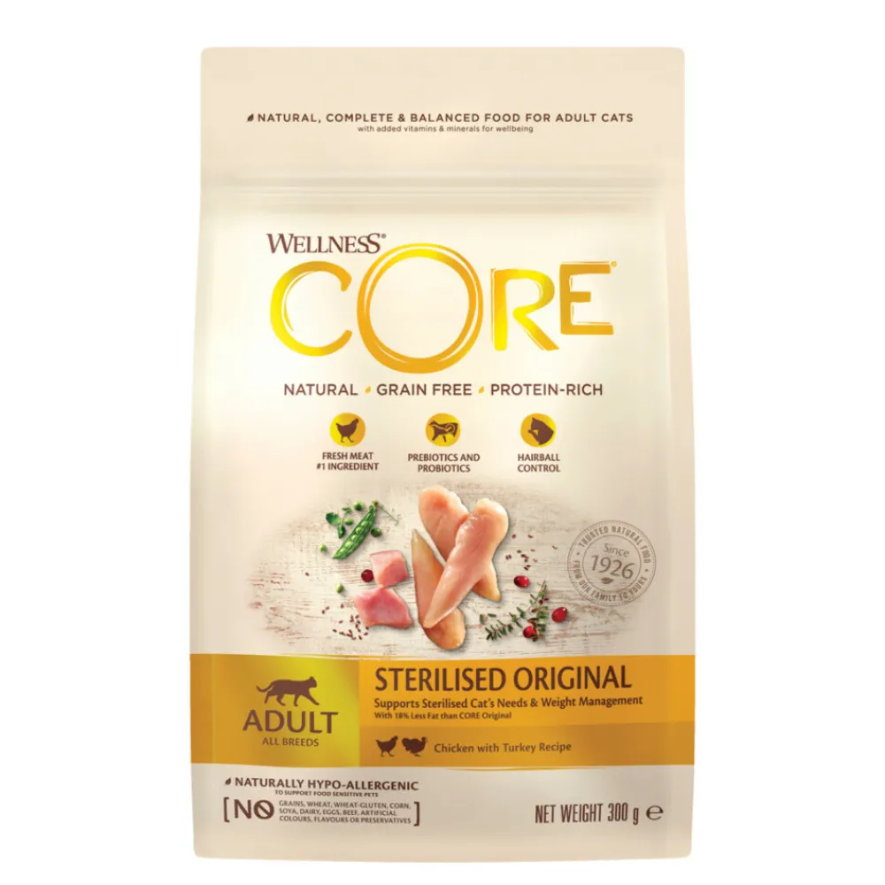 Kattenvoer<Wellness Core 6x Kattenvoer Sterilised Kip - Kalkoen 300 gr