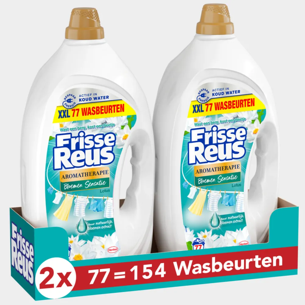 Wasmiddel<Witte Reus 2x Wasmiddel Frisse Reus Gel Lotus 77 Wasbeurten 3,465 liter