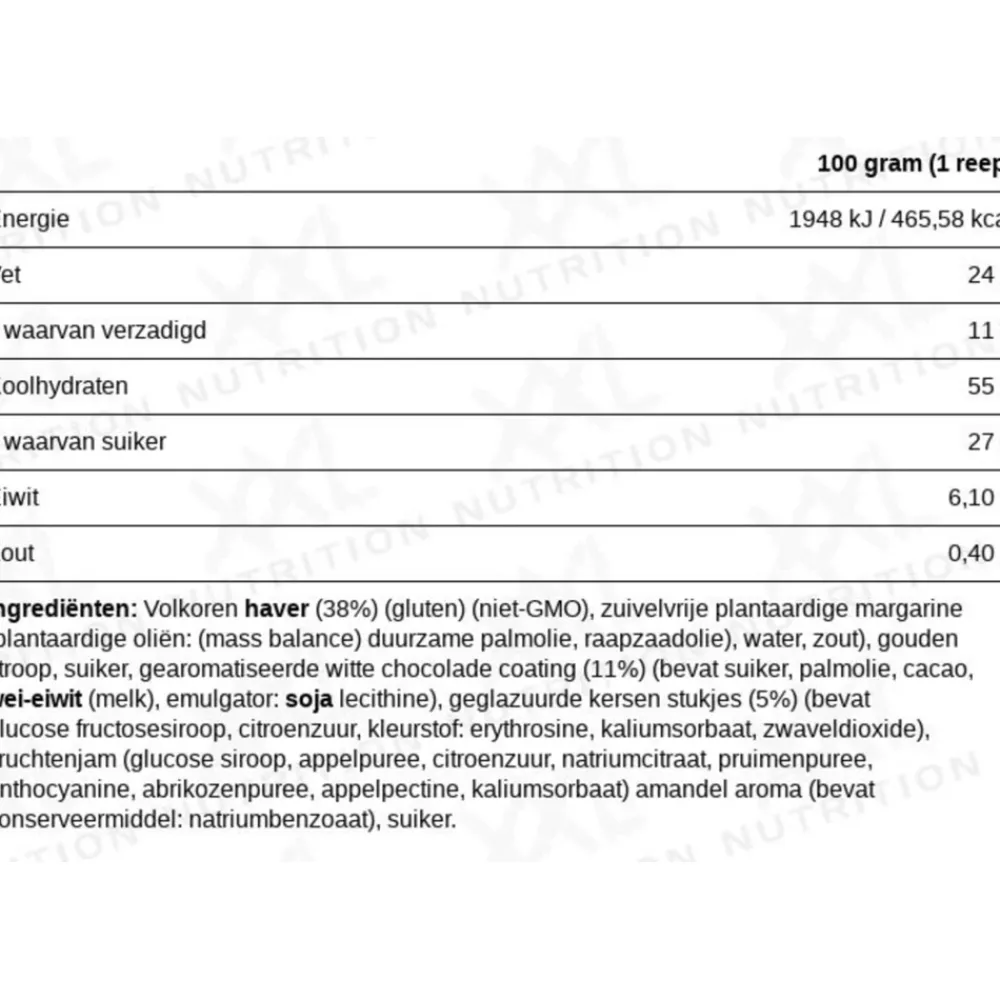 Sportvoeding & Drank|Snacks & Tussendoortjes<XXL Nutrition 12x Delicious Oat Bar Witte Chocolade Kers 100 gr