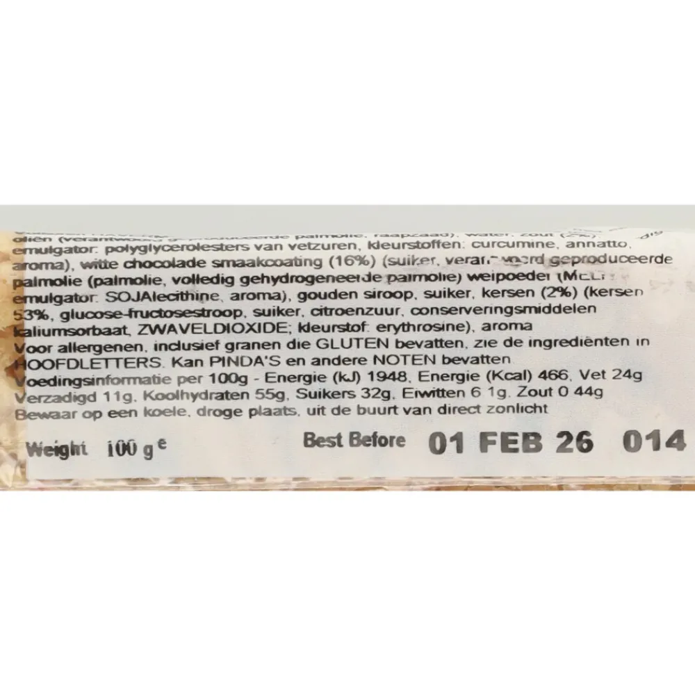 Sportvoeding & Drank|Snacks & Tussendoortjes<XXL Nutrition 12x Delicious Oat Bar Witte Chocolade Kers 100 gr