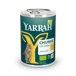 Kattenvoer<Yarrah 12x Bio Kattenvoer Chunks Kip 405 gr