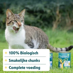 Kattenvoer<Yarrah 12x Bio Kattenvoer Chunks Kip 405 gr