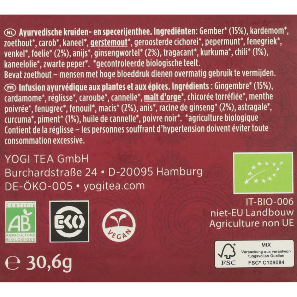 Thee<Yogi tea 3x Mens Tea Biologisch 17 stuks