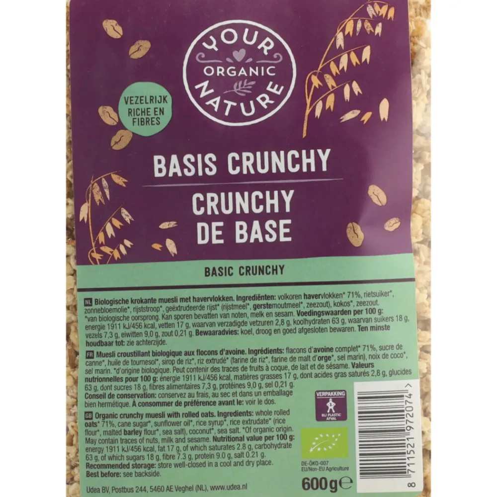 Ontbijtgranen<Your Organic Nature 3x Crunchy Basis Muesli 600 gr