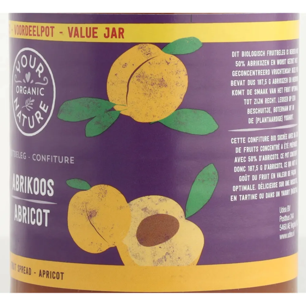 Beleg<Your Organic Nature 3x Fruitbeleg Abrikoos 375 gr