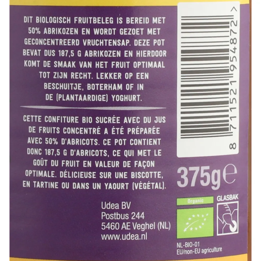Beleg<Your Organic Nature 3x Fruitbeleg Abrikoos 375 gr