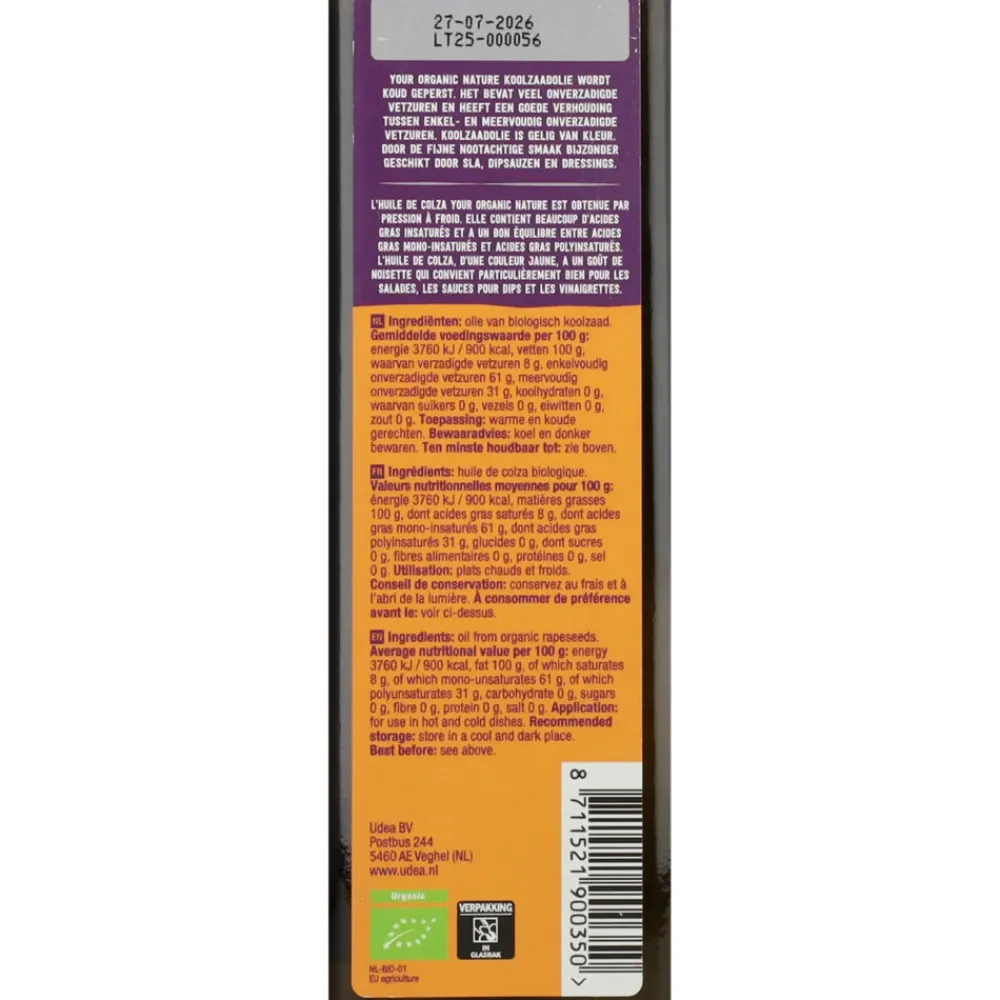 3x Koolzaadolie Bio 500 ml^Your Organic Nature