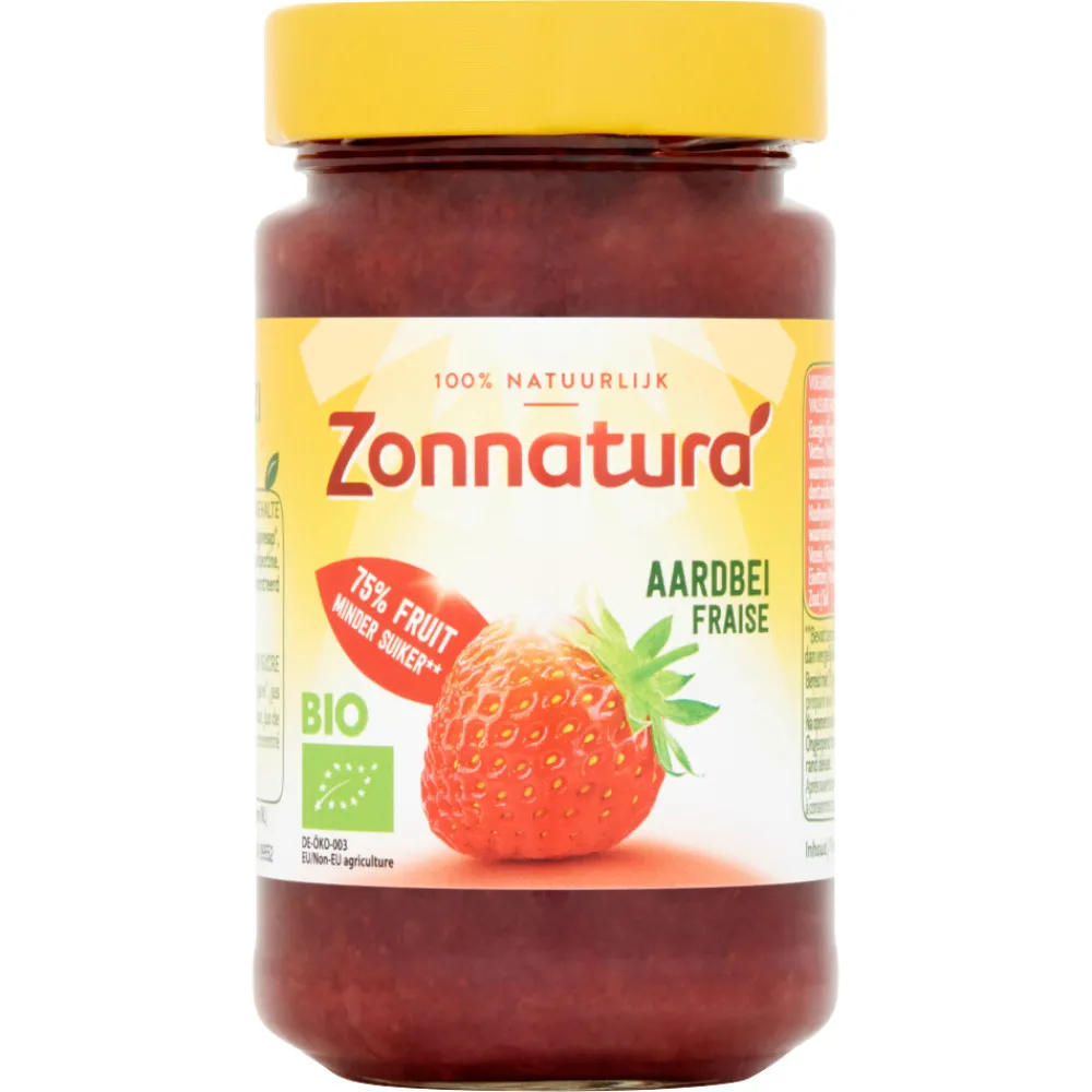 Siropen & Zoetstoffen|Beleg<Zonnatura 3x Fruitspread Aardbei Biologisch 250 gr